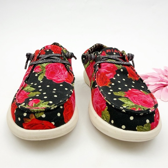 Ariat X Rodeo Quincy Punchy Polka Dot Hilo Shoes Floral Rose Print Slip On - Picture 3 of 12